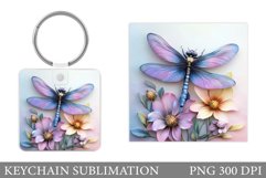 Dragonfly Keychain Design. 3D Dragonfly Keychain Sublimation Product Image 1