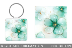 Flowers Keychain Sublimation. Floral Keychain Design Product Image 1