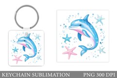 Cute Dolphin Keychain Design. Dolphin Sublimation Product Image 1