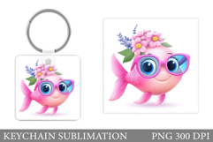 Cute Fish Keychain Design. Cute Fish Sublimation Product Image 1
