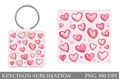 Hearts Keychain Design. Valentine Keychain Sublimation Product Image 1
