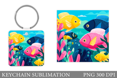 Fish Keychain Sublimation. Sea Keychain Design Product Image 1