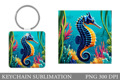 Seahorse Keychain Design. Cute Seahorse Sublimation Product Image 1