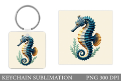 Seahorse Keychain Design. Cute Seahorse Sublimation Product Image 1