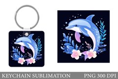 Cute Dolphin Keychain Design. Cute Dolphin Sublimation Product Image 1