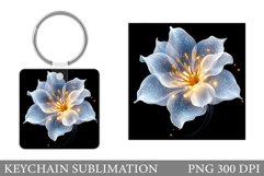 Flower Keychain Sublimation. Floral Keychain Design Product Image 1