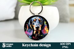 Rainbow dog keychain sublimation design | Animal keyring PNG
