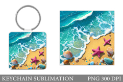 Starfish Keychain Design. Sea Keychain Sublimation Product Image 1
