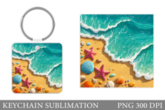 Seashell Keychain Sublimation. Starfish Keychain Design Product Image 1
