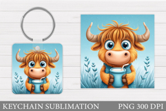 Cute Cow Keychain Design. Cute Cow Sublimation Product Image 1