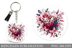 Heart Keychain Sublimation. Heart Round Keychain Design Product Image 1