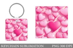 Hearts Keychain Design. Valentine Keychain Sublimation Product Image 1