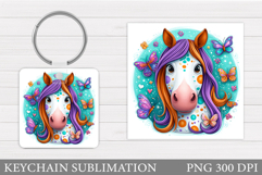 Horse Keychain Sublimation. Cute Horse Sublimation Product Image 1