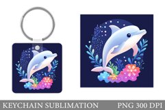 Cute Dolphin Keychain Design. Cute Dolphin Sublimation Product Image 1