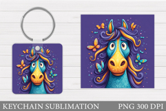 Horse Keychain Sublimation. Cute Horse Sublimation Product Image 1