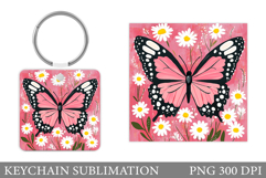 Butterfly Flowers Keychain. Butterfly Keychain Sublimation Product Image 1
