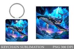 Whale Keychain Sublimation. Whale Square Keychain Design Product Image 1