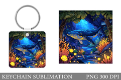 Whale Keychain Sublimation. Whale Sublimation Product Image 1