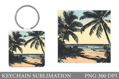 Palm Tree Keychain Sublimation. Summer Keychain Design Product Image 1
