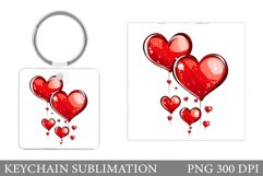 Hearts Keychain Design. Valentine Keychain Sublimation Product Image 1