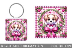 Cute Dog Keychain Sublimation. Valentines Keychain Design Product Image 1