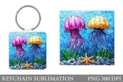 Jellyfish Keychain Design. Jellyfish Keychain Sublimation Product Image 1