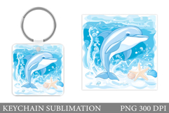Cute Dolphin Keychain Design. Dolphin Sublimation Product Image 1