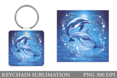 Dolphin Keychain Sublimation. Cute Dolphin Keychain Design Product Image 1