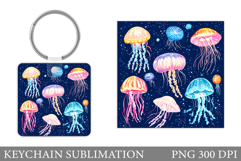 Jellyfish Keychain Design. Jellyfish Keychain Sublimation Product Image 1