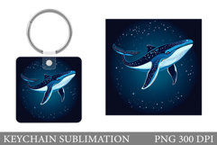 Whale Keychain Sublimation. Whale Square Keychain Design Product Image 1