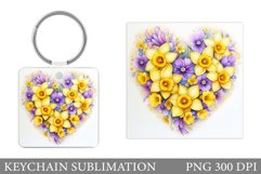 Flowers Keychain Design. Floral Keychain Sublimation Product Image 1