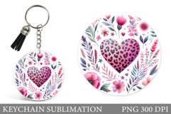 Heart Keychain Design. Heart Round Keychain Sublimation Product Image 1