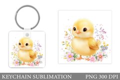 Cute Chick Keychain. Chick Keychain Sublimation Product Image 1