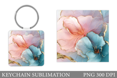 Flowers Keychain Design. Floral Keychain Sublimation Product Image 1