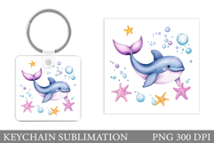 Cute Whale Keychain Design. Whale Sublimation Product Image 1