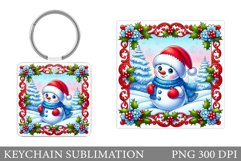 Cute Snowman Keychain Design. Christmas Keychain Sublimation Product Image 1