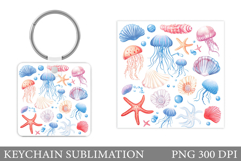 Jellyfish Keychain Design. Jellyfish Keychain Sublimation Product Image 1