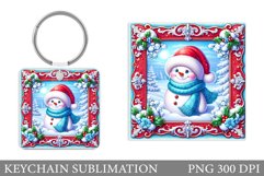Cute Snowman Keychain Design. Christmas Keychain Sublimation Product Image 1