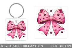 Valentine Bow Keychain. Valentine Keychain Sublimation Product Image 1