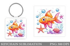 Cute Fish Keychain Design. Cute Fish Sublimation Product Image 1