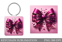 Valentine Bow Keychain. Valentine Keychain Sublimation Product Image 1
