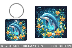 Dolphin Keychain Sublimation. Cute Dolphin Keychain Design Product Image 1