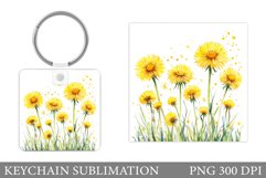 Dandelion Keychain Design. Flowers Keychain Sublimation Product Image 1
