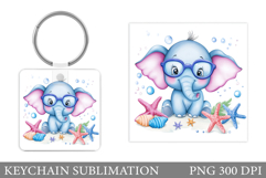 Cute Elephant Keychain Design. Cute Elephant Sublimation Product Image 1
