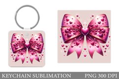 Valentine Bow Keychain. Valentine Keychain Sublimation Product Image 1