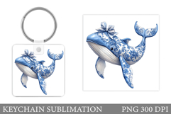 Whale Keychain Sublimation. Whale Sublimation Product Image 1