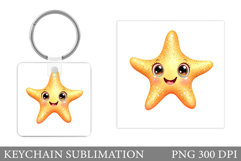 Cute Starfish Keychain Design. Starfish Sublimation Product Image 1