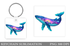 Whale Keychain Sublimation. Whale Square Keychain Design Product Image 1
