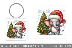 Christmas Elephant Keychain. Winter Elephant Keychain Design Product Image 1
