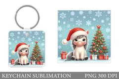 Christmas Horse Keychain. Christmas Keychain Sublimation Product Image 1